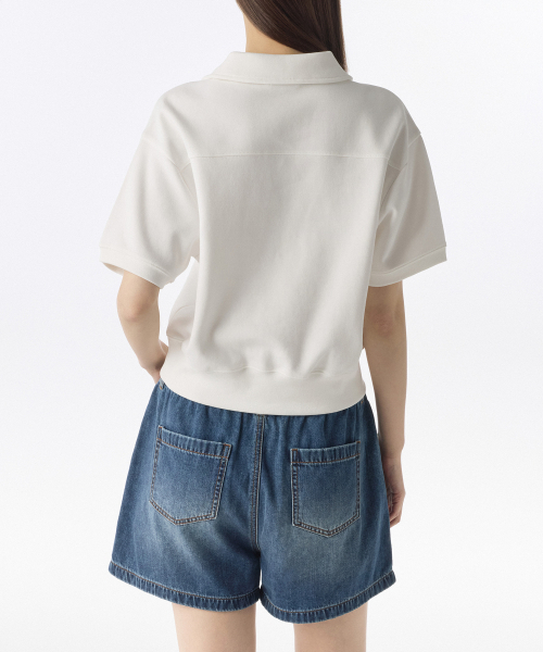 MUSINSA STANDARD WOMAN（ムシンサスタンダードウーマン）の「ウィメンズダブルニットカラード半袖スウェットシャツ[ホワイト]（スウェット・レディース・その他・LARGE/SMALL/MEDIUM/X-SMALL/X-LARGE）」の2枚目の写真