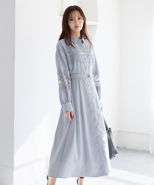 Andemiu（アンデミュウ）の「ソデレースキリカエワンピース644032（ワンピース・レディース・ブルー系その他/グリーン系その他・FREE）」の2枚目の写真