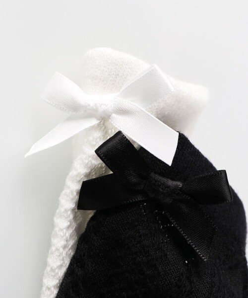BRANSHES(ブランシェス)の「バックリボンソックス(ソックス/靴下・キッズ・ブラック/アイボリー・19-21㎝/16-18㎝/13-15㎝)」の6枚目の写真