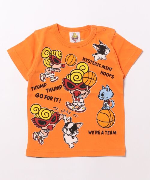 HYSTERIC MINI(ヒステリックミニ)の「HYSTERIC MINI HOOPS 半袖Tシャツ(Tシャツ/カットソー・キッズ・ブラック/ホワイト/オレンジ・80/90)」の3枚目の写真