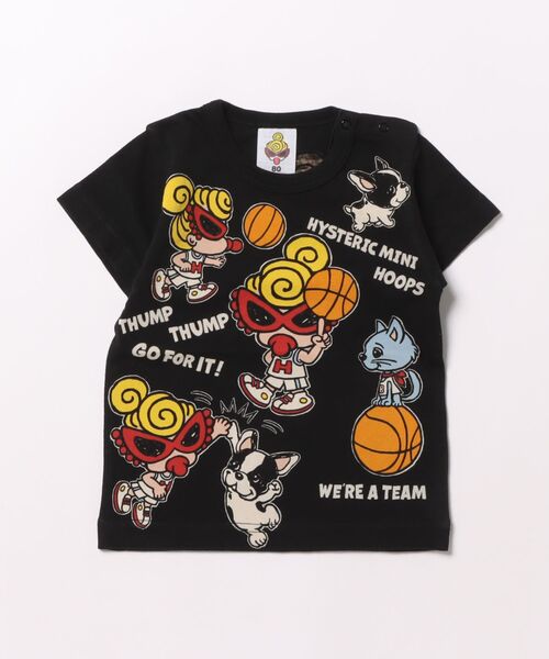 HYSTERIC MINI(ヒステリックミニ)の「HYSTERIC MINI HOOPS 半袖Tシャツ(Tシャツ/カットソー・キッズ・ブラック/ホワイト/オレンジ・80/90)」の2枚目の写真