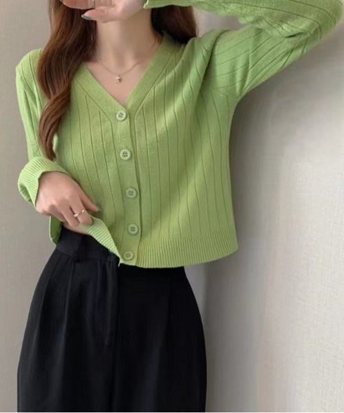 Beststore（ベストストア）の「秋冬vネックカーディガン ショット丈 リブニットトップス レディース（カーディガン/ボレロ・レディース・エンジ/パープル/ベージュ/ピンク/ホワイト/ブルー/ライトベージュ/ブラック・FREE）」の19枚目の写真