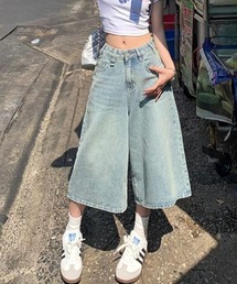 デニムワイドハーフパンツ