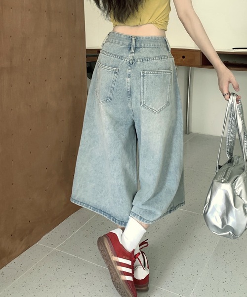 NANEA(ナネア)の「デニムワイドハーフパンツ(デニムパンツ・レディース・ブルー/ネイビー・SMALL/MEDIUM/LARGE/X-SMALL)」の22枚目の写真