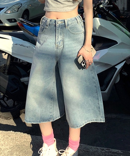 NANEA(ナネア)の「デニムワイドハーフパンツ(デニムパンツ・レディース・ブルー/ネイビー・SMALL/MEDIUM/LARGE/X-SMALL)」の19枚目の写真