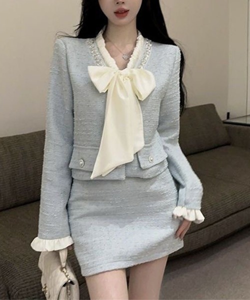 gossip!ロサンゼルス(ゴシップロサンゼルス)の「リボンセットアップ(セットアップ・レディース・オフホワイト/ブルー・M/L)」の11枚目の写真