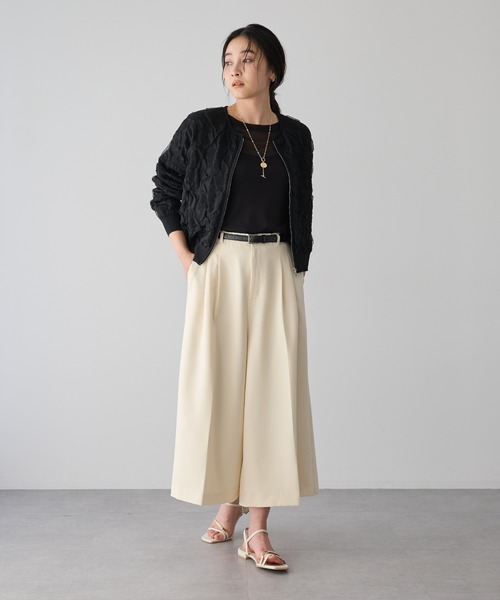 YECCA VECCA（イェッカヴェッカ）の「ベルトSETクロップド丈パンツ（その他パンツ・レディース・モカ/アイボリー/ブラック・FREE）」の9枚目の写真