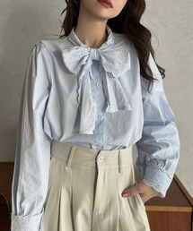 Eclat one（エクラワン）の「【Eclat one】レース組み合わせ ボータイブラウス（シャツ/ブラウス）」