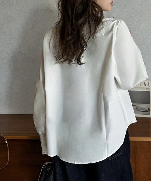 Eclat one(エクラワン)の「【Eclat one】レース組み合わせ ボータイブラウス(シャツ/ブラウス・レディース・ブルー/ホワイト・FREE)」の13枚目の写真