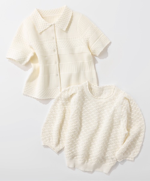 STRAWBERRY-FIELDS（ストロベリーフィールズ）の「エスティ―リリー_クロシェ風レース編みニット（ニット/セーター・レディース・オフホワイト・2）」の2枚目の写真