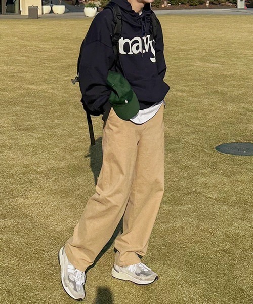 NOWLE（ノウル）の「【NOWLE】navy 筆記体デザイン ロゴ プリント プルオーバーパーカー（パーカー・メンズ・ネイビー・X-LARGE/LARGE/MEDIUM/SMALL）」の5枚目の写真