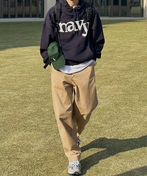 NOWLE（ノウル）の「【NOWLE】navy 筆記体デザイン ロゴ プリント プルオーバーパーカー（パーカー・メンズ・ネイビー・X-LARGE/LARGE/MEDIUM/SMALL）」の6枚目の写真