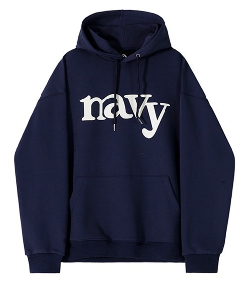 NOWLE（ノウル）の「【NOWLE】navy 筆記体デザイン ロゴ プリント プルオーバーパーカー（パーカー・メンズ・ネイビー・X-LARGE/LARGE/MEDIUM/SMALL）」の8枚目の写真