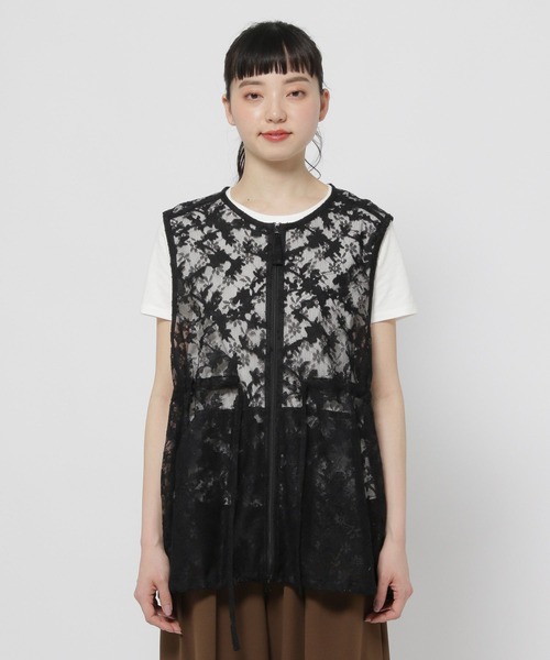 niko and...（ニコアンド）の「レース&メッシュ2WAYベスト（ベスト・レディース・ブラック/オフホワイト/その他9・FREE）」の12枚目の写真