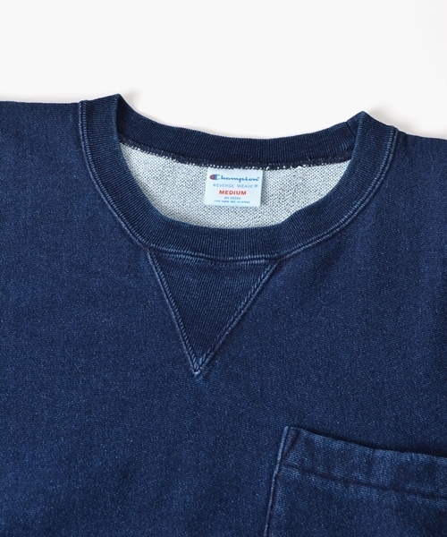 SHIPS(シップス)の「Champion(チャンピオン)×SHIPS AUTHENTIC: 別注 リバースウィーブ インディゴ クルーネック スウェット "ロングスリーブ"■(スウェット・メンズ・ブルー/ネイビー・SMALL/LARGE/MEDIUM)」の9枚目の写真