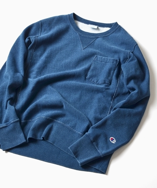 SHIPS(シップス)の「Champion(チャンピオン)×SHIPS AUTHENTIC: 別注 リバースウィーブ インディゴ クルーネック スウェット "ロングスリーブ"■(スウェット・メンズ・ブルー/ネイビー・SMALL/LARGE/MEDIUM)」の10枚目の写真