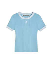 RIBBED COLORATION KNIT - SKY BLUE