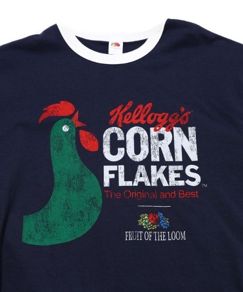 FRUIT OF THE LOOM（フルーツオブザルーム）の「FTL x KELLOGGS RINGER T-SHIRT3 / ケロッグ コラボ 半袖リンガーTシャツ コーンフレイクデザイン（Tシャツ/カットソー・メンズ・ネイビー・M/S/L）」の4枚目の写真