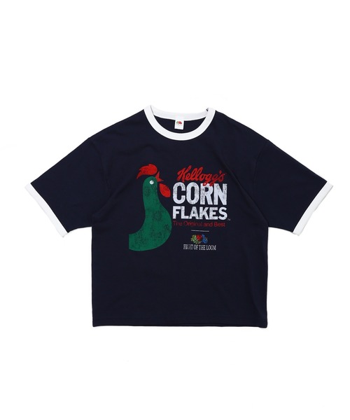 FRUIT OF THE LOOM（フルーツオブザルーム）の「FTL x KELLOGGS RINGER T-SHIRT3 / ケロッグ コラボ 半袖リンガーTシャツ コーンフレイクデザイン（Tシャツ/カットソー・メンズ・ネイビー・M/S/L）」の3枚目の写真