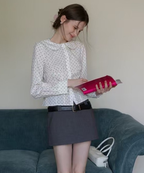 AsheKsha（アシクシャ）の「ドット柄ショート丈シャツ（シャツ/ブラウス・レディース・ホワイト・M）」の3枚目の写真
