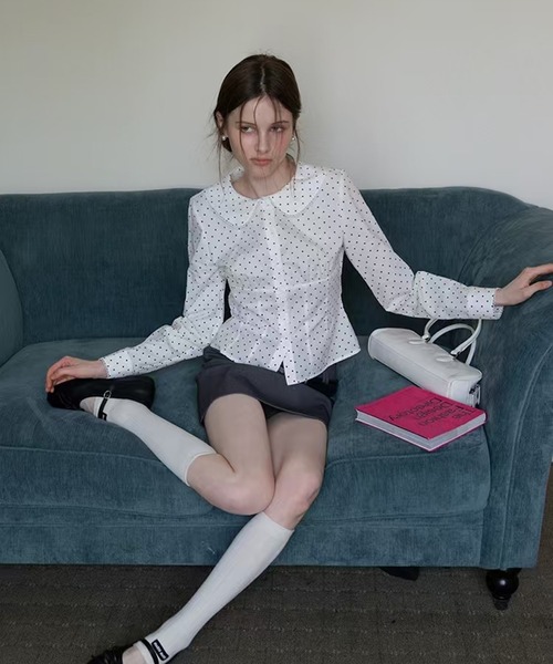 AsheKsha（アシクシャ）の「ドット柄ショート丈シャツ（シャツ/ブラウス・レディース・ホワイト・M）」の6枚目の写真