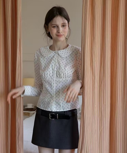 AsheKsha（アシクシャ）の「ドット柄ショート丈シャツ（シャツ/ブラウス・レディース・ホワイト・M）」の7枚目の写真