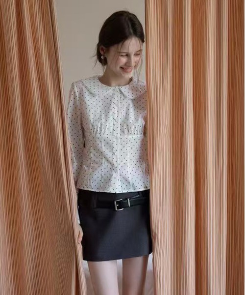 AsheKsha（アシクシャ）の「ドット柄ショート丈シャツ（シャツ/ブラウス・レディース・ホワイト・M）」の9枚目の写真