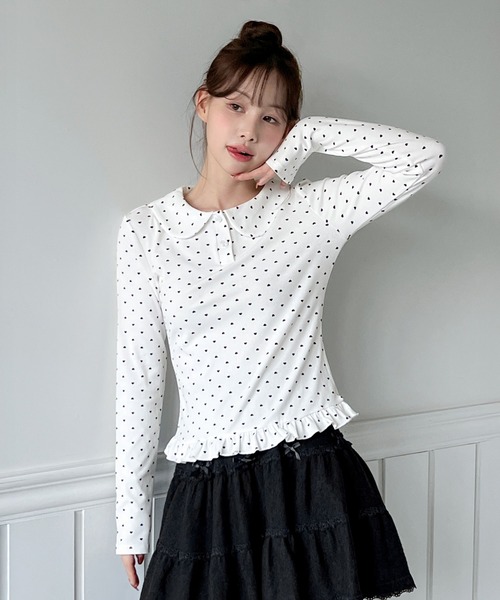 by muni:r(バイ ムニール)の「【着用動画あり!】カラーフリルTシャツ(Tシャツ/カットソー・レディース・ホワイト系その他/ホワイト・FREE)」の9枚目の写真
