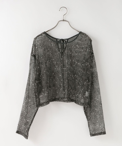 LOWRYS FARM（ローリーズファーム）の「ネップメッシュプルオーバーＬＳ 657820（その他トップス・レディース・アイボリー/ベージュ/グレー・FREE）」の2枚目の写真