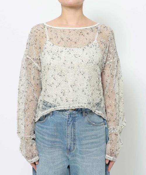 LOWRYS FARM（ローリーズファーム）の「ネップメッシュプルオーバーＬＳ 657820（その他トップス・レディース・アイボリー/ベージュ/グレー・FREE）」の4枚目の写真