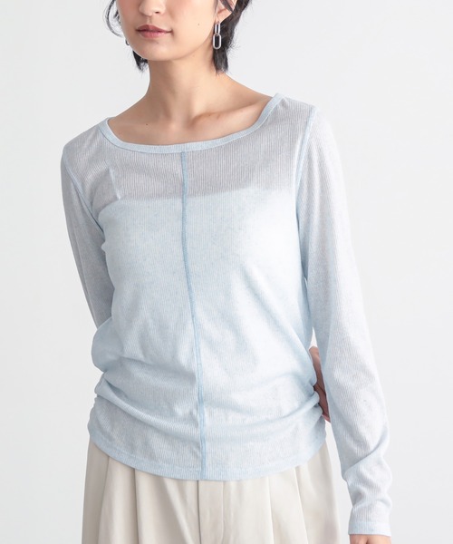 for/c（フォーシー）の「MIXカラーL/Sトップス【サスティナブル】（Tシャツ/カットソー・レディース・オフホワイト/グレー/ピンク/インディゴブルー・L/M）」の4枚目の写真
