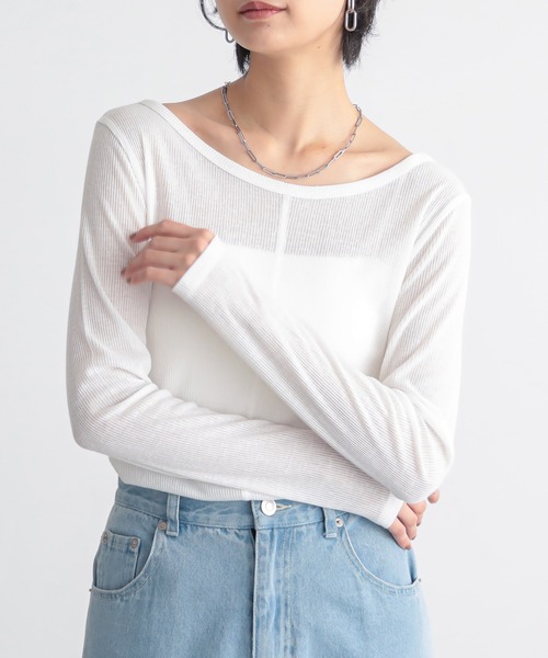 for/c（フォーシー）の「MIXカラーL/Sトップス【サスティナブル】（Tシャツ/カットソー・レディース・オフホワイト/グレー/ピンク/インディゴブルー・L/M）」の22枚目の写真
