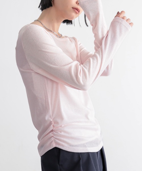 for/c（フォーシー）の「MIXカラーL/Sトップス【サスティナブル】（Tシャツ/カットソー・レディース・オフホワイト/グレー/ピンク/インディゴブルー・L/M）」の6枚目の写真