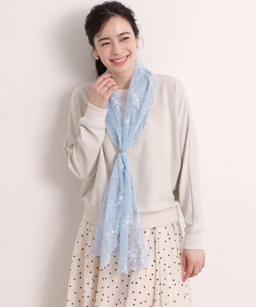 ITS'DEMO（イッツデモ）の「【洗濯可】スカラップフラワーレースストール（ストール/ショール・レディース・アイボリー/ベビーピンク/ライトブルー・00）」の7枚目の写真