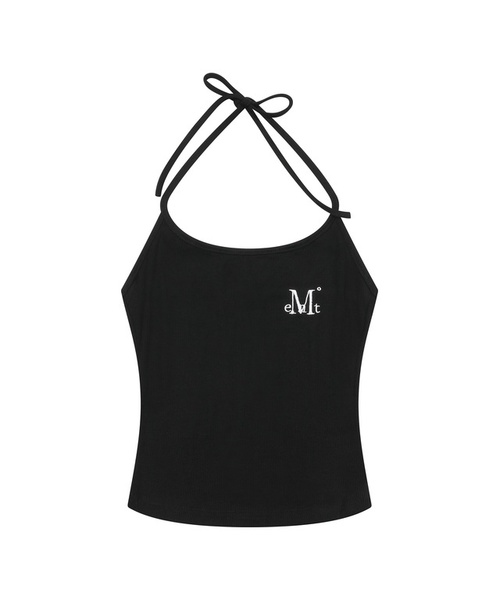 MUCENT（ムセント）の「エノア ホルターネック クロップ スリーブレス タンクトップ (2カラー)（Tシャツ/カットソー・レディース・チャコール/ブラック・FREE）」の2枚目の写真