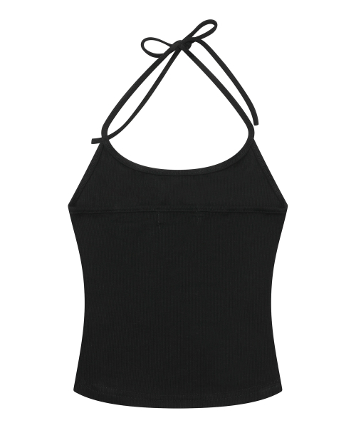 MUCENT（ムセント）の「エノア ホルターネック クロップ スリーブレス タンクトップ (2カラー)（Tシャツ/カットソー・レディース・チャコール/ブラック・FREE）」の4枚目の写真