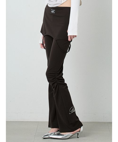 SORIN(ソリン )の「Print Gathered Layered Pants/プリント ギャザーレイヤードパンツ(その他パンツ・レディース・ダークブラウン/オフホワイト・38/36)」の2枚目の写真
