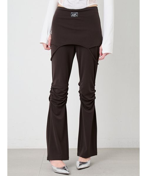 SORIN(ソリン )の「Print Gathered Layered Pants/プリント ギャザーレイヤードパンツ(その他パンツ・レディース・ダークブラウン/オフホワイト・38/36)」の3枚目の写真