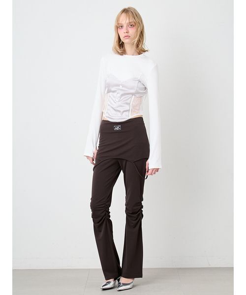 SORIN(ソリン )の「Print Gathered Layered Pants/プリント ギャザーレイヤードパンツ(その他パンツ・レディース・ダークブラウン/オフホワイト・38/36)」の7枚目の写真
