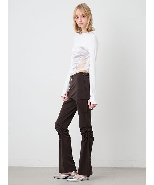 SORIN(ソリン )の「Print Gathered Layered Pants/プリント ギャザーレイヤードパンツ(その他パンツ・レディース・ダークブラウン/オフホワイト・38/36)」の9枚目の写真