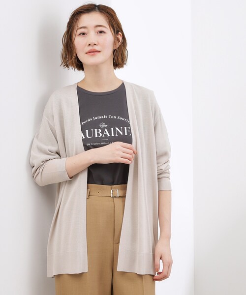 grove（グローブ）の「【接触冷感／UVカットetc】ベーシックロングカーディガン（カーディガン/ボレロ・レディース・ライトグレー/ブラック/ナチュラル・02/00/04/05）」の3枚目の写真