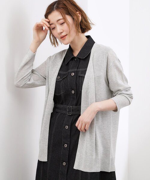 grove（グローブ）の「【接触冷感／UVカットetc】ベーシックロングカーディガン（カーディガン/ボレロ・レディース・ライトグレー/ブラック/ナチュラル・02/00/04/05）」の4枚目の写真