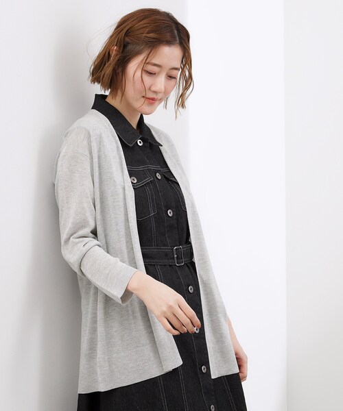 grove（グローブ）の「【接触冷感／UVカットetc】ベーシックロングカーディガン（カーディガン/ボレロ・レディース・ライトグレー/ブラック/ナチュラル・02/00/04/05）」の5枚目の写真