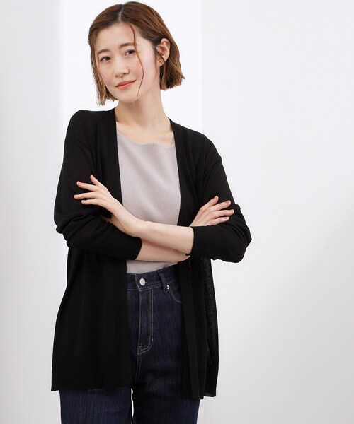 grove（グローブ）の「【接触冷感／UVカットetc】ベーシックロングカーディガン（カーディガン/ボレロ・レディース・ライトグレー/ブラック/ナチュラル・02/00/04/05）」の8枚目の写真