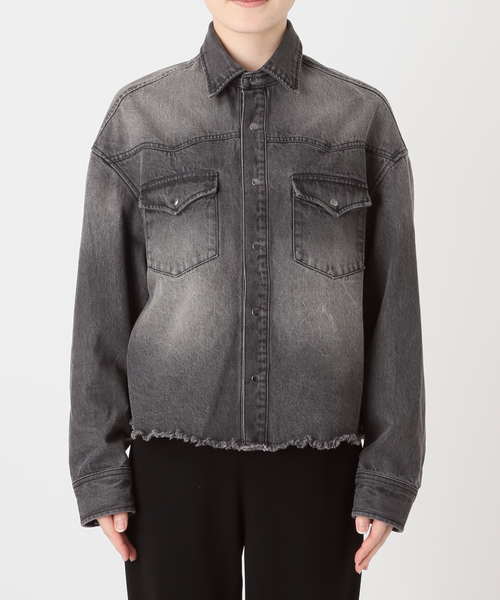 AP STUDIO（エーピーストゥディオ）の「デニムクロップドシャツジャケット（シャツ/ブラウス・レディース・チャコールグレー・FREE）」の14枚目の写真
