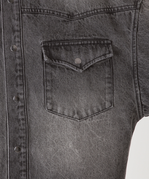 AP STUDIO（エーピーストゥディオ）の「デニムクロップドシャツジャケット（シャツ/ブラウス・レディース・チャコールグレー・FREE）」の8枚目の写真