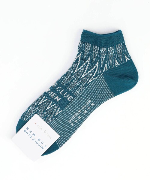 NICOLE CLUB FOR MEN（ニコルクラブフォーメン）の「シェブロン×ロゴ ショートソックス(日本製)（ソックス/靴下・メンズ・ブルー/ホワイト/ブラック・FREE）」の3枚目の写真