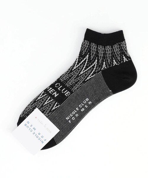 NICOLE CLUB FOR MEN（ニコルクラブフォーメン）の「シェブロン×ロゴ ショートソックス(日本製)（ソックス/靴下・メンズ・ブルー/ホワイト/ブラック・FREE）」の2枚目の写真