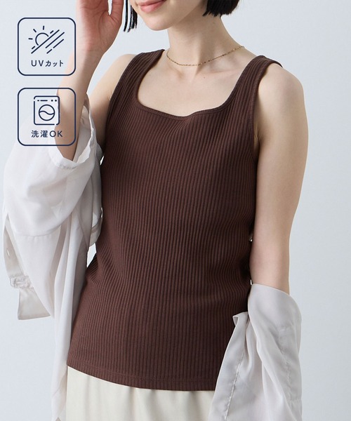 Aunely(オーネリー)の「【Aunely】UV カップ付き デイリー デコルテ タンクトップ <YOSOOIシリーズ>(タンクトップ・レディース・ブラウン系/グレイッシュベージュ/アイボリー/ブラック/ブラウン/グレー系・M/L)」の15枚目の写真