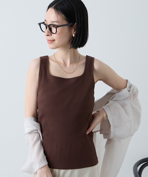 Aunely(オーネリー)の「【Aunely】UV カップ付き デイリー デコルテ タンクトップ <YOSOOIシリーズ>(タンクトップ・レディース・ブラウン系/グレイッシュベージュ/アイボリー/ブラック/ブラウン/グレー系・M/L)」の16枚目の写真